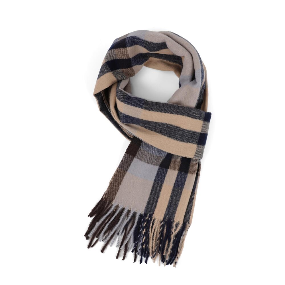 6447 Winter Scarf Classic Plaid Long Tassel Scarf Warm Soft Cashmere Feel